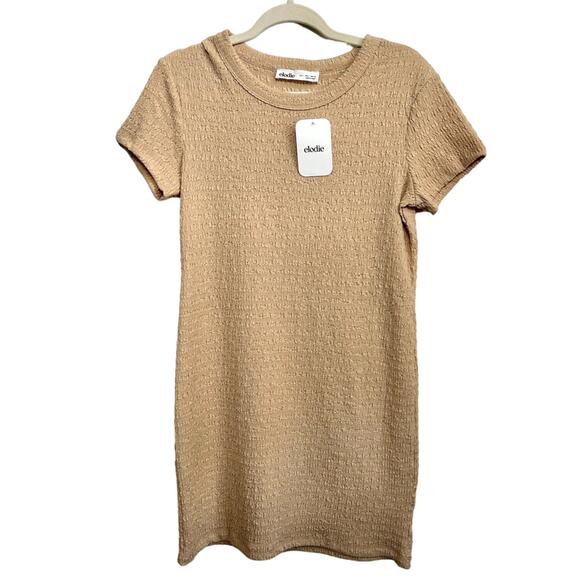 NWT Elodie Crinkle Mini Dress L Peach Coquette Fitted Bodycon Stretch Sexy - Picture 3 of 13